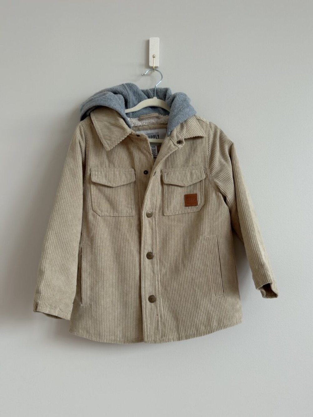 London Fog Supply Kids Sherpa Lined Corduroy Hooded Jacket Size 5/6 NWOT